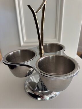 Vintage Kromex Stainless Steel 3-Cup Condiment Server